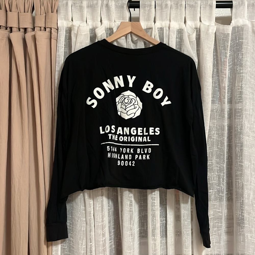Sonny Boy Los Angeles Crop Top Long Sleeve T Shirt XL Black